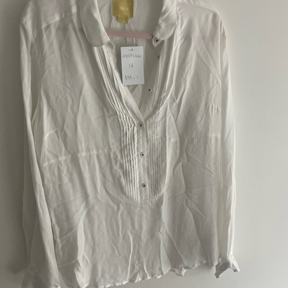 Anthropologie Maeve White Button Down Shirt